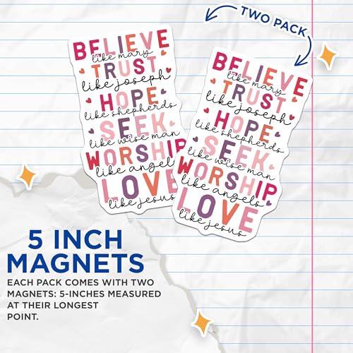 (2 Pack) Inspiring Christian Quotes Magnets - Motivational Bible Verse - Faith-Based Affirmation Magnets - 5" On Longest Side - for Refrigerators, Toolboxes - Made in USA BMCS3086