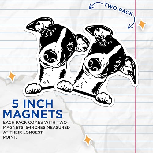(2 Pack) Whimsical Dog Magnets - Animal Lover - Cute Pet - 5" On Longest Side - for Cars, Fridges, Toolboxes - Made in USA - MAG4042
