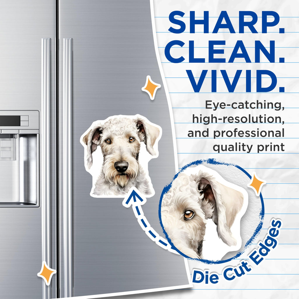 (2 Pack) Bedlington Terrier Dog Magnets - Watercolor Pet Art Design - Unique Dog Breed Collector Item - 5 Inches On Longest Side - Thick Durable Magnet - Made in USA - MAG26747