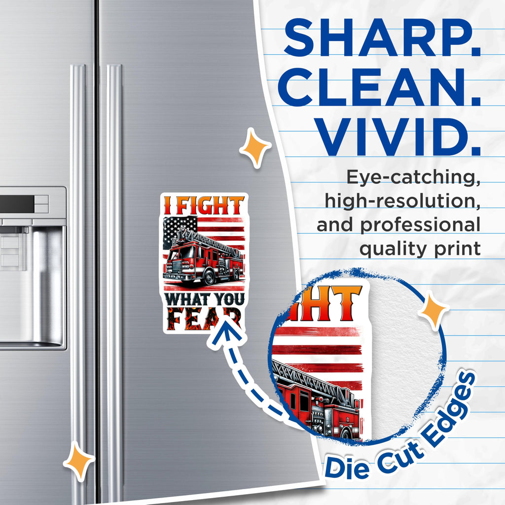 (2 Pack) Firefighter Magnets - American Flag - I Fight What You Fear - 5" On Longest Side - Premium Magnet - for Cars, Refrigerators, Toolboxes, Lockers - Made in USA - MAG15345