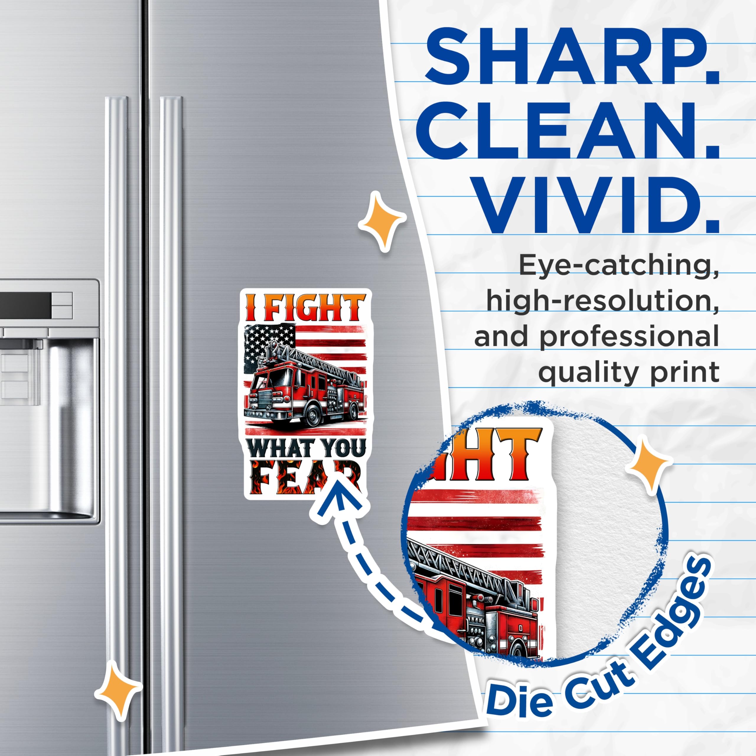 (2 Pack) Firefighter Magnets - American Flag - I Fight What You Fear - 5" On Longest Side - Premium Magnet - for Cars, Refrigerators, Toolboxes, Lockers - Made in USA - MAG15345