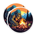 (2 Pack) Bigfoot Magnets - Sasquatch Campfire Art - Cryptid Outdoors Decoration - Mythical Creature Lore Collectible - 5 Inches On Longest Side - Thick Durable Magnet - Made in USA - MAG22034