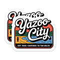 (2 Pack) Yazoo City Magnets - Mississippi Delta Souvenir - Hometown Pride Decoration - 5" On Longest Side - Premium Magnet - for Cars, Refrigerators, Toolboxes, Lockers - Made in USA - MAG18039