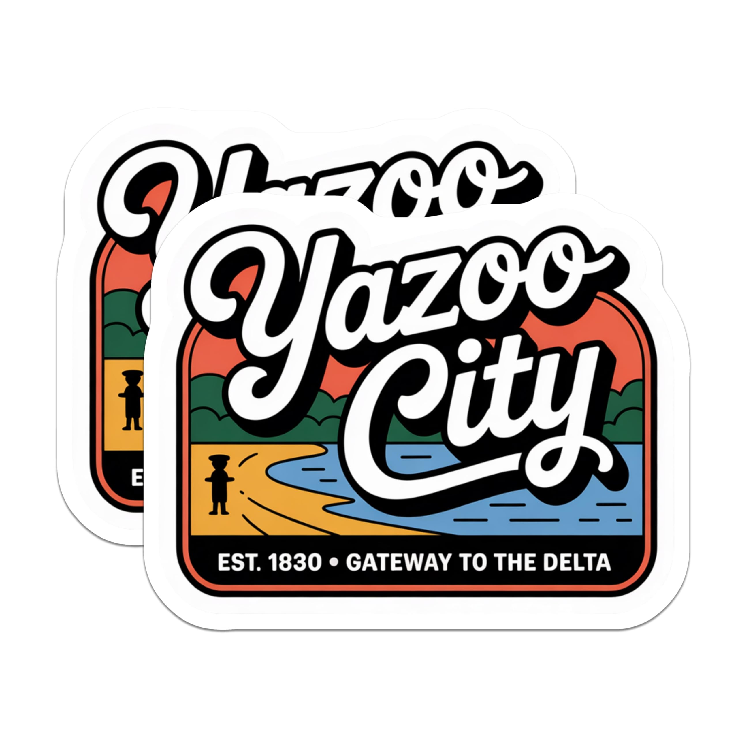 (2 Pack) Yazoo City Magnets - Mississippi Delta Souvenir - Hometown Pride Decoration - 5" On Longest Side - Premium Magnet - for Cars, Refrigerators, Toolboxes, Lockers - Made in USA - MAG18039