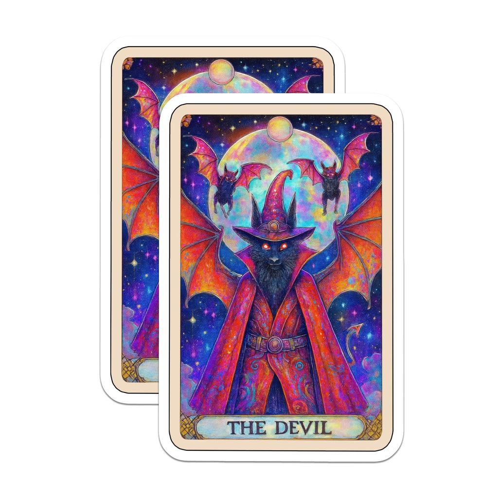 (2 Pack) The Devil Tarot Card Magnets - Mystical Occult Art Home Decor - Witchy Spiritual Fridge Display - 5 Inches On Longest Side - Thick Durable Magnet - Made in USA - MAG20948