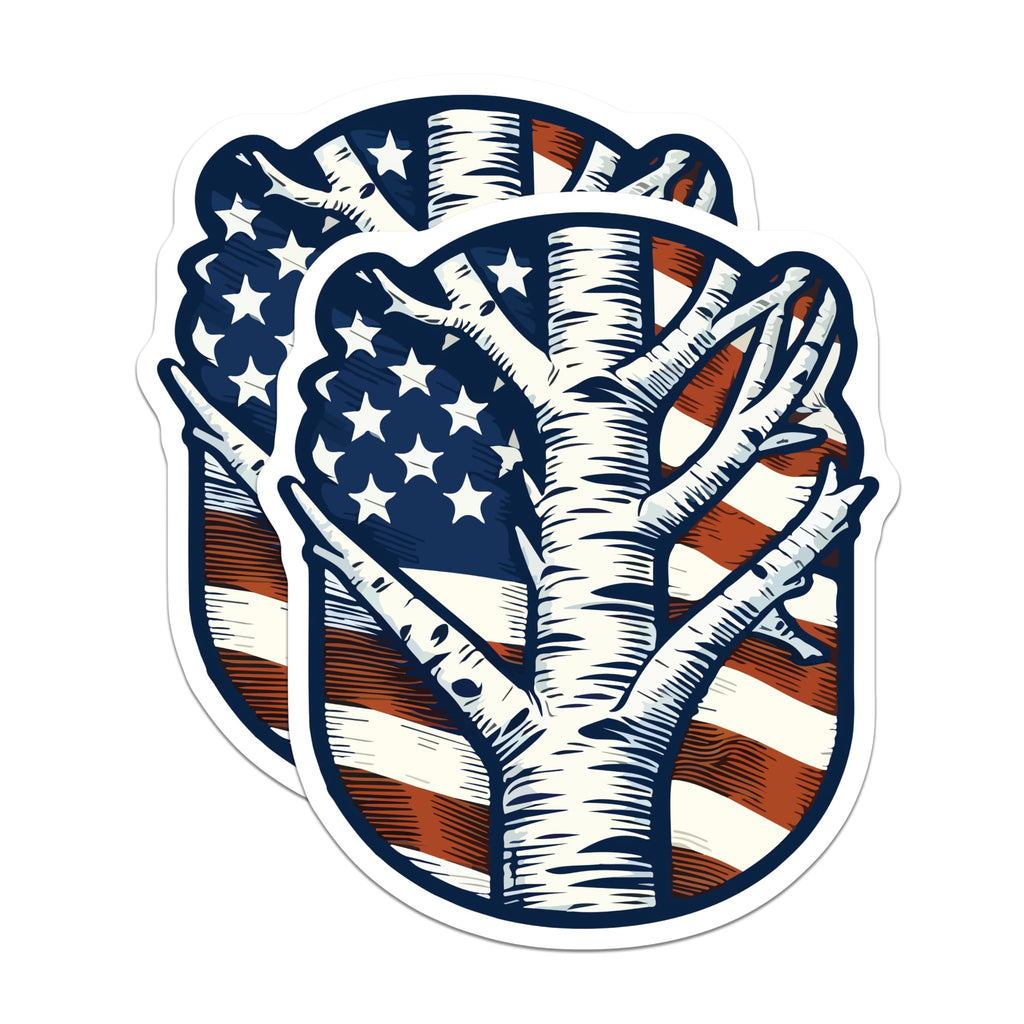 (2 Pack) American Flag Birch Tree Magnets - Patriotic USA Woodland Art Decor - Independence Day Refrigerator Magnets - 5 Inches On Longest Side - Thick Durable Magnet - Made in USA - MAG19700