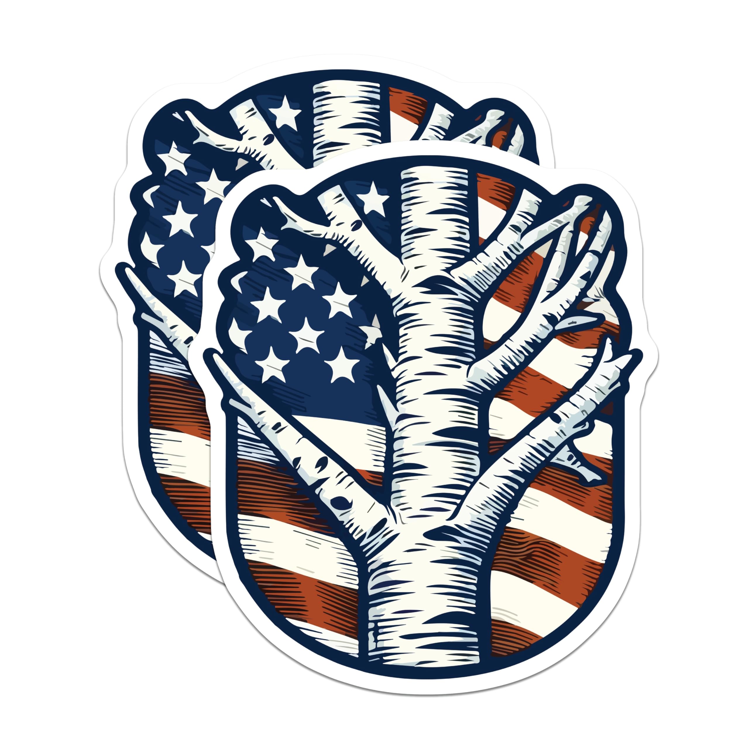 (2 Pack) American Flag Birch Tree Magnets - Patriotic USA Woodland Art Decor - Independence Day Refrigerator Magnets - 5 Inches On Longest Side - Thick Durable Magnet - Made in USA - MAG19700