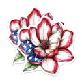 (2 Pack) Patriotic Magnolia Magnets - American Flag Flower - Fourth of July Decor - 5 Inches On Longest Side - Thick Durable Magnet - Made in USA - MAG20046
