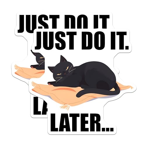 (2 Pack) Just Do It Later Cat Magnets - Funny Cat Quote - 5" On Longest Side - for Cars, Fridges, Toolboxes - Made in USA - MAG7815