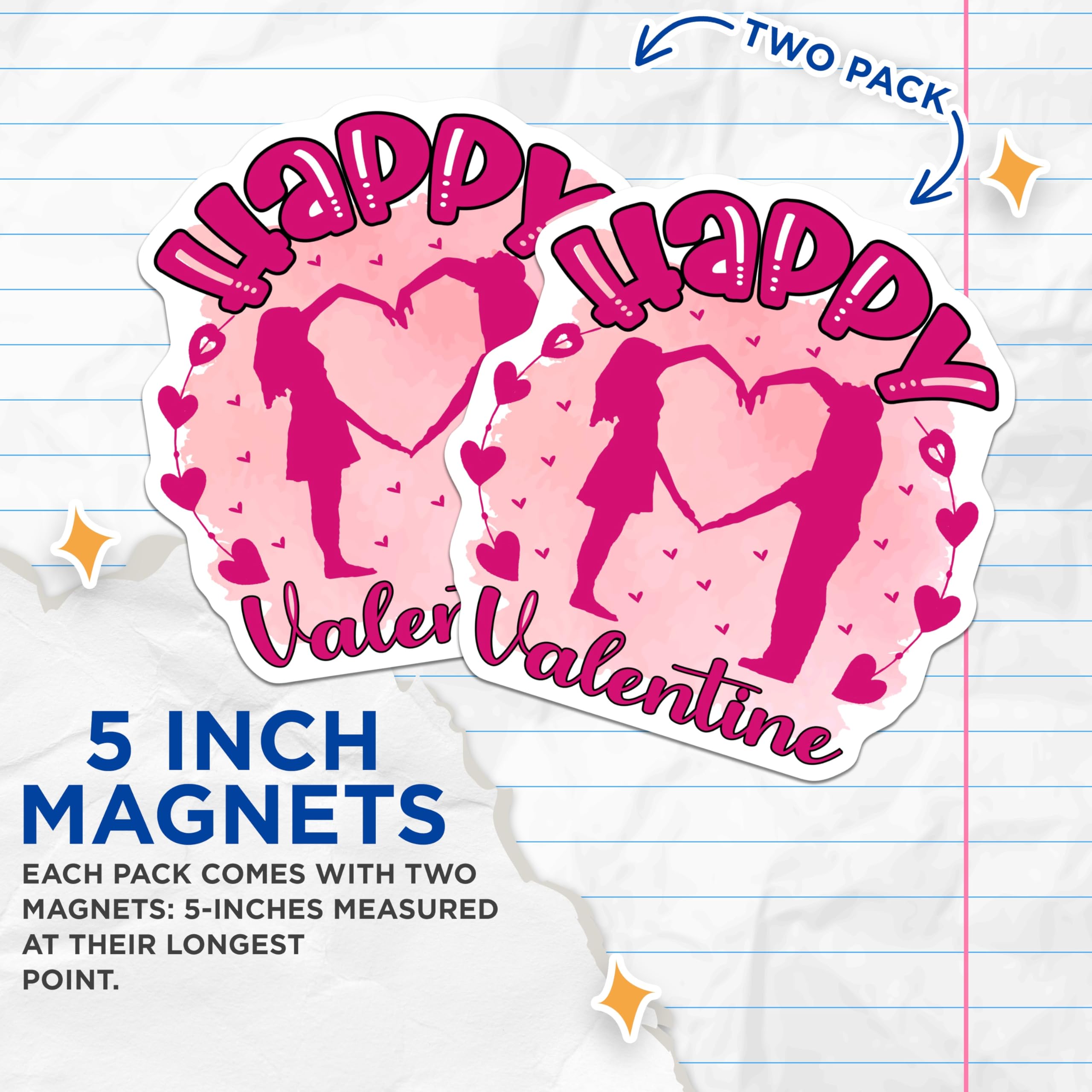 (2 Pack) Valentine Couple Magnets - Romantic Heart Decor - Sweet Love Appliance Art - 5 Inches On Longest Side - Thick Durable Magnet - Made in USA - MAG21633