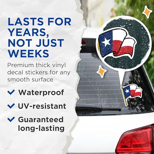 (2 Pack) Texas Flag Stickers - State Pride Decal - Southern USA Emblem Stickers - 5" On Longest Side - Sticks to Smooth Flat Surfaces - Made in USA - BMCS6259