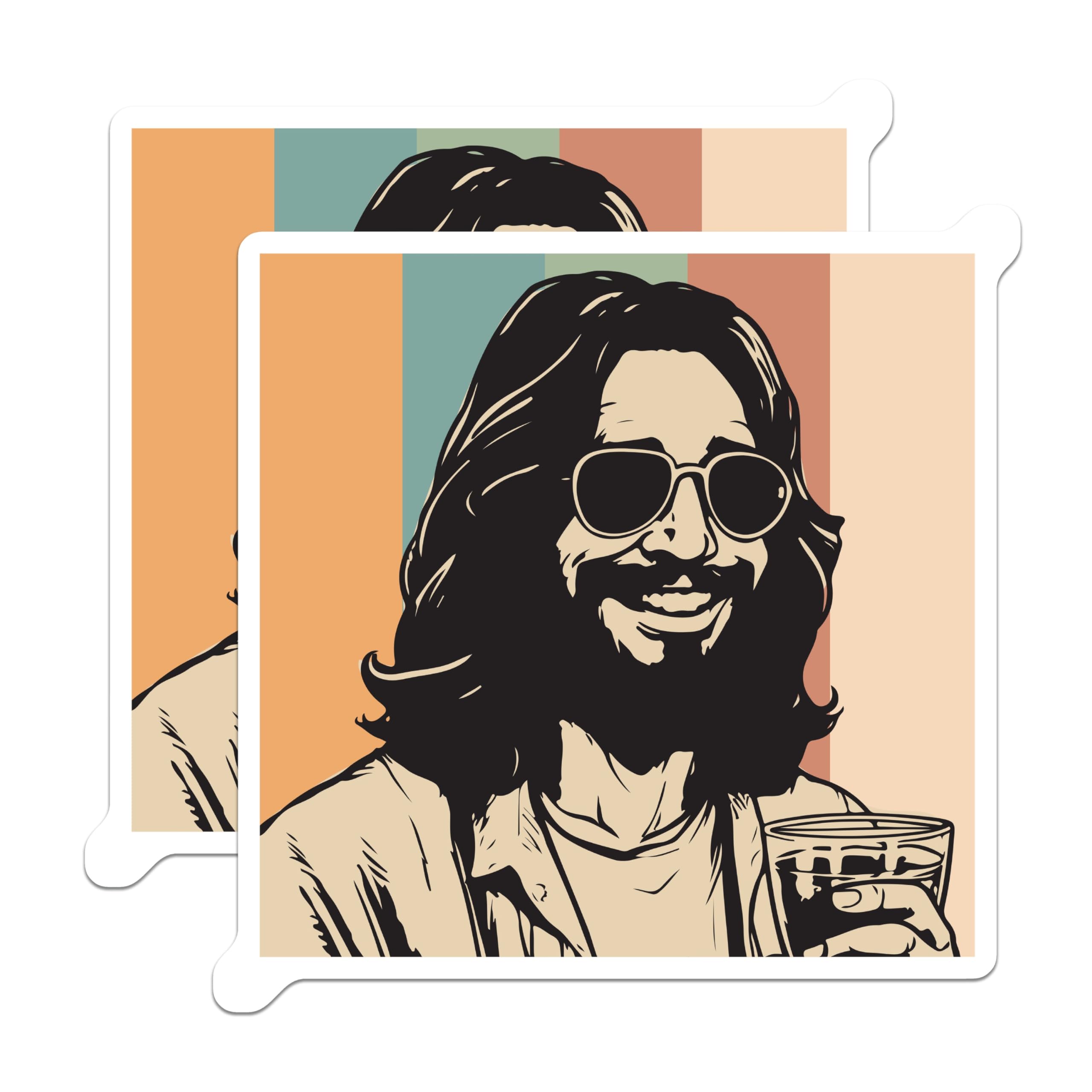 (2 Pack) The Dude Magnets - Big Lebowski Fridge Decor - Cult Classic Movie Fan Art - 5 Inches On Longest Side - Thick Durable Magnet - Made in USA - MAG29703