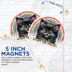 (2 Pack) Cute Cat Magnets - Rainbow Star Design Magnet - Living The Dream Magnet - 5" On Longest Side - for Cars, Fridges, Toolboxes - Made in USA - MAG4593