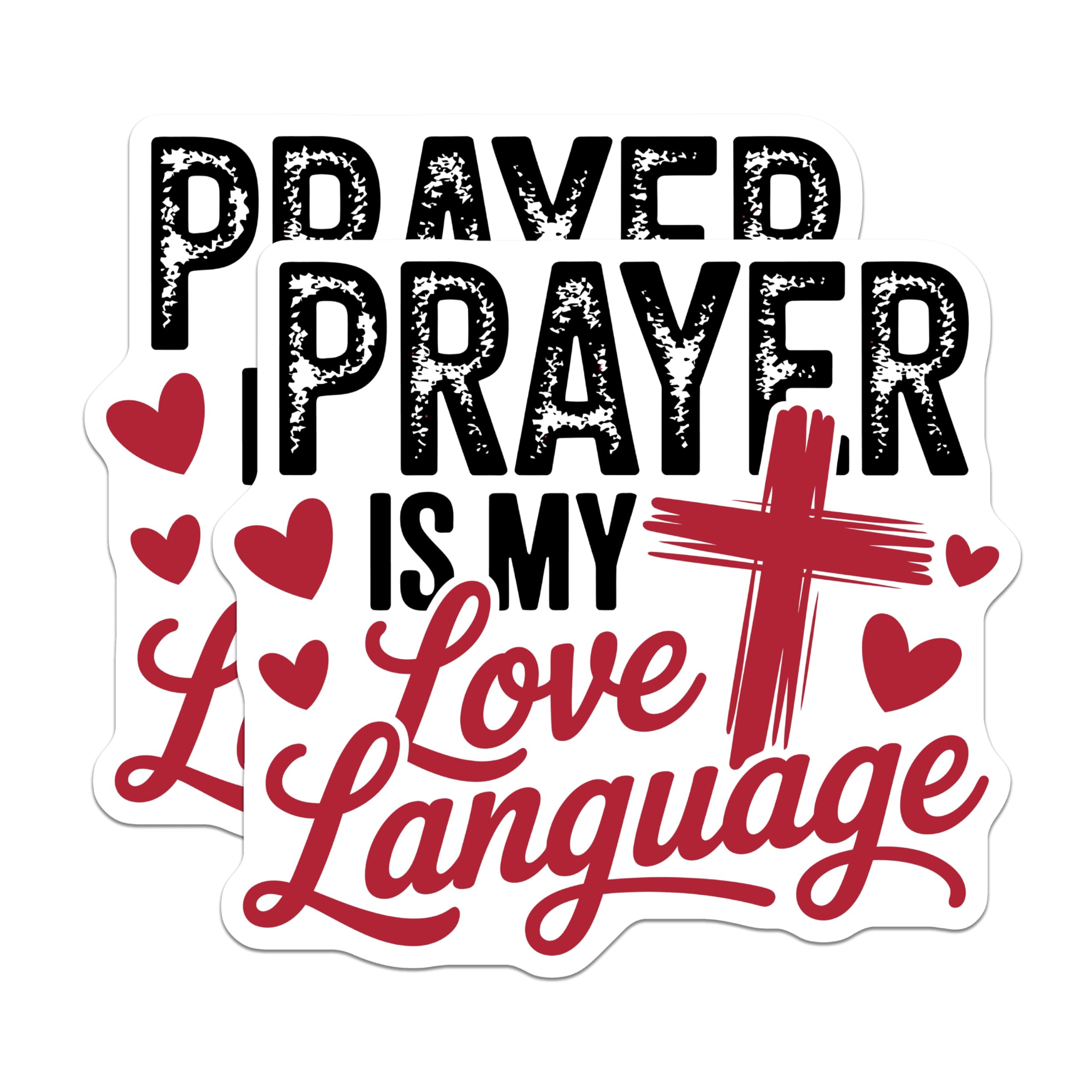 (2 Pack) Prayer is My Love Language Magnets - Christian Faith Decor - Spiritual Inspiration - Heart Cross Art - 5 Inches On Longest Side - Thick Durable Magnet - Made in USA - MAG23051