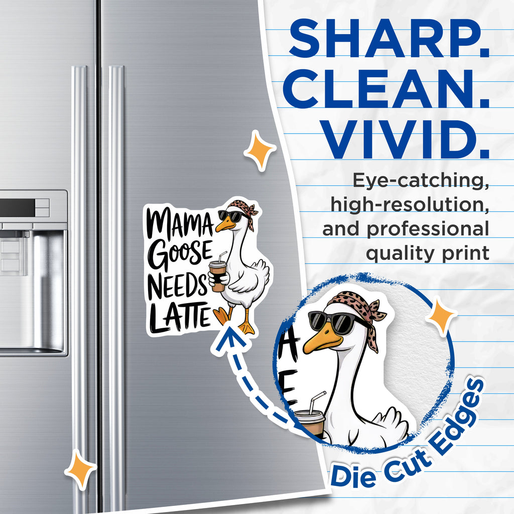 (2 Pack) Mama Goose Needs Latte Magnets - Funny Mom Life - Coffee Lover Kitchen Decor - Mother's Day Idea - 5 Inches On Longest Side - Thick Durable Magnet - Made in USA - MAG38483