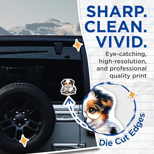 (2 Pack) Cute Puppy Stickers - Dog Stickers - Adorable Animal Stickers - 5" On Longest Side - Sticks to Smooth Flat Surfaces - Made in USA - BMCS9392