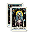 (2 Pack) Zero F Given Magnets - Sarcastic Skeleton Art - Tarot Card Inspired Humor - 5 Inches On Longest Side - Thick Durable Magnet - Made in USA - MAG25867