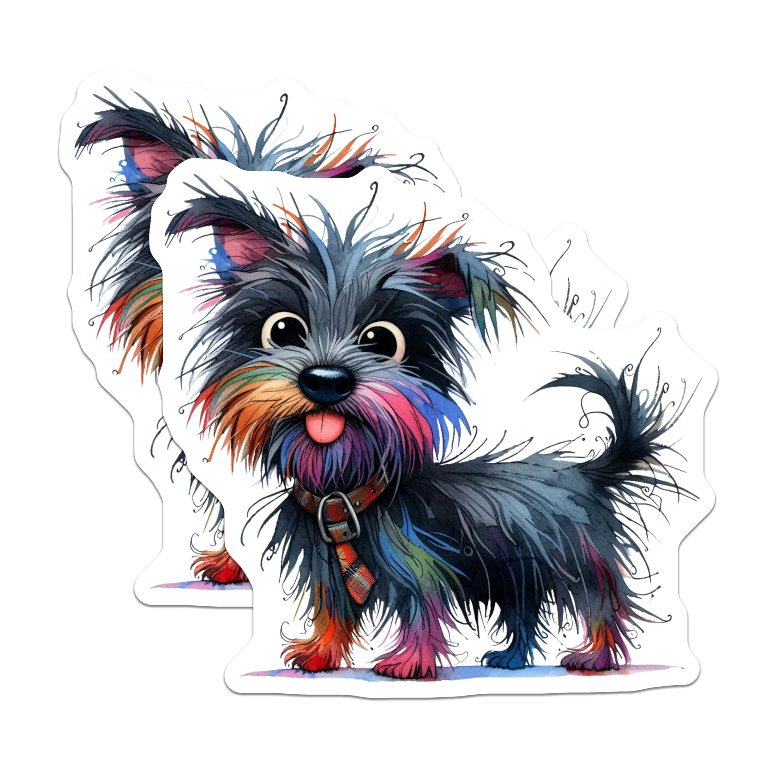 (2 Pack) Whimsical Dog Magnets - Colorful Terrier Art - Pet Lover Decor - 5 Inches On Longest Side - Thick Durable Magnet - Made in USA - MAG25337