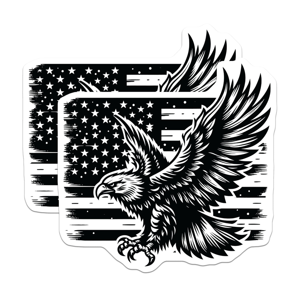(2 Pack) Eagle US Flag Magnets - Patriotic Decor - American Pride Refrigerator Decorations - 5" On Longest Side - Premium Magnet - for Cars, Refrigerators, Toolboxes, Lockers - Made in USA - MAG16553