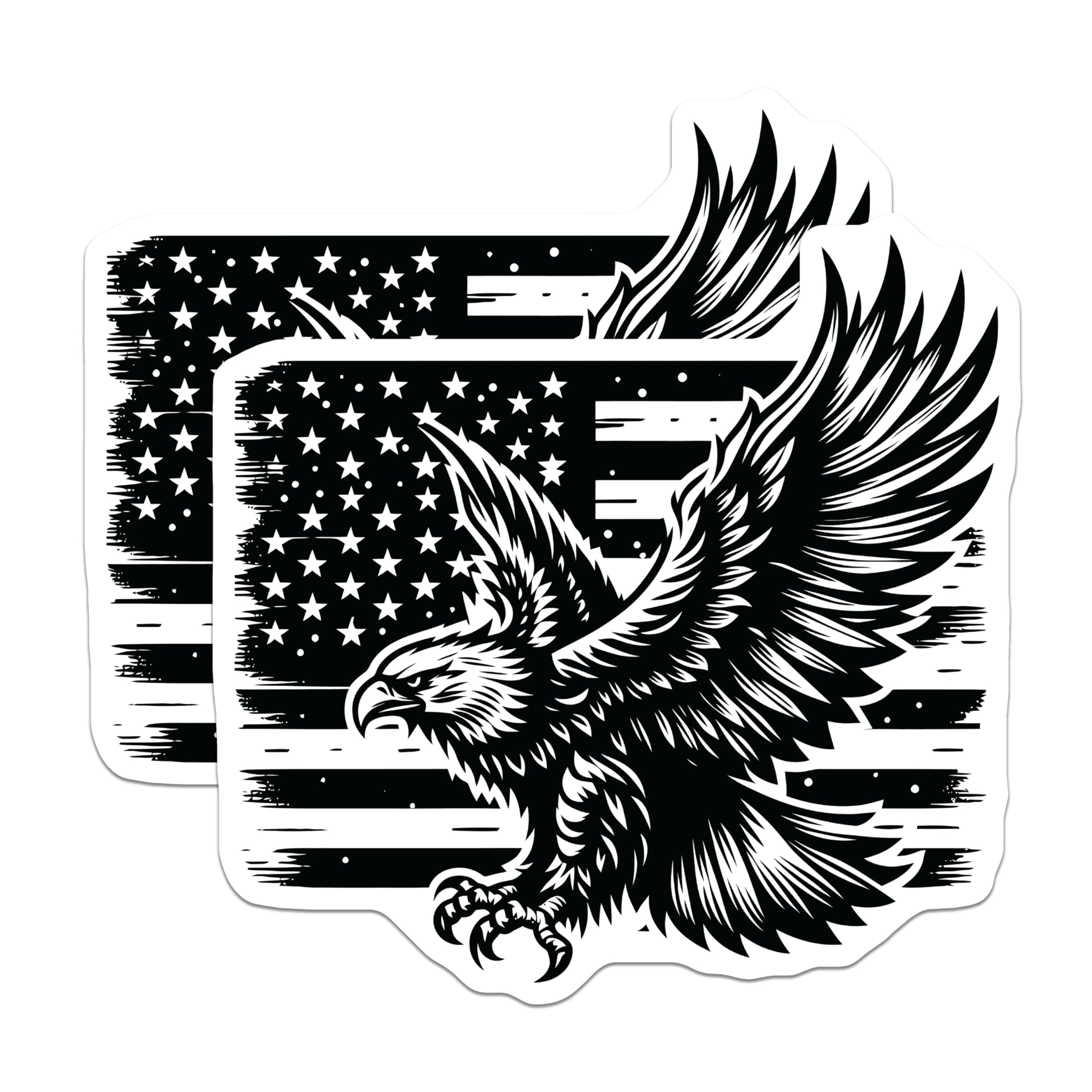 (2 Pack) Eagle US Flag Magnets - Patriotic Decor - American Pride Refrigerator Decorations - 5" On Longest Side - Premium Magnet - for Cars, Refrigerators, Toolboxes, Lockers - Made in USA - MAG16553