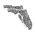(2 Pack) Florida State Magnets - Floral Design Magnets - Decorative Fridge Magnets - 5" On Longest Side - Premium Magnet - for Cars, Refrigerators, Toolboxes, Lockers - Made in USA - MAG17261