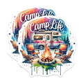 (2 Pack) Camp Life Stickers - Camping Adventure - Outdoor Fun - 5" On Longest Side - Sticks to Smooth Flat Surfaces - Made in USA - BMCS7183
