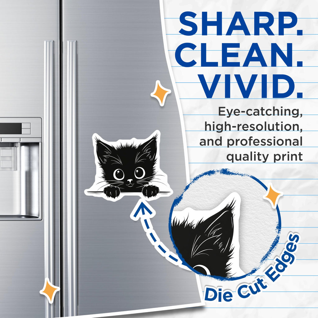 (2 Pack) Black Cat Magnets - Cute Kitten Decor - Feline Lover Gifts - 5" On Longest Side - Premium Magnet - for Cars, Refrigerators, Toolboxes, Lockers - Made in USA - MAG14084