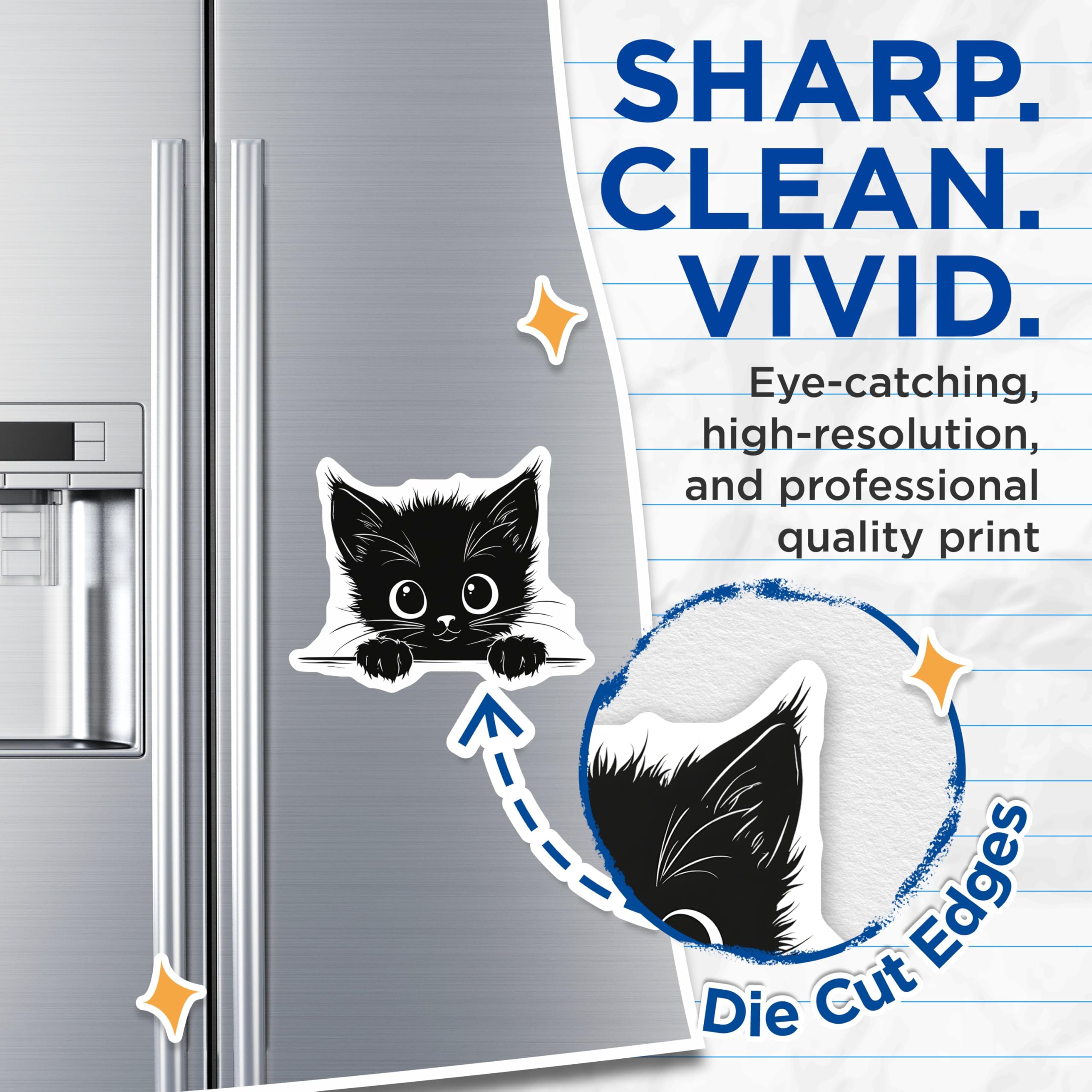 (2 Pack) Black Cat Magnets - Cute Kitten Decor - Feline Lover Gifts - 5" On Longest Side - Premium Magnet - for Cars, Refrigerators, Toolboxes, Lockers - Made in USA - MAG14084