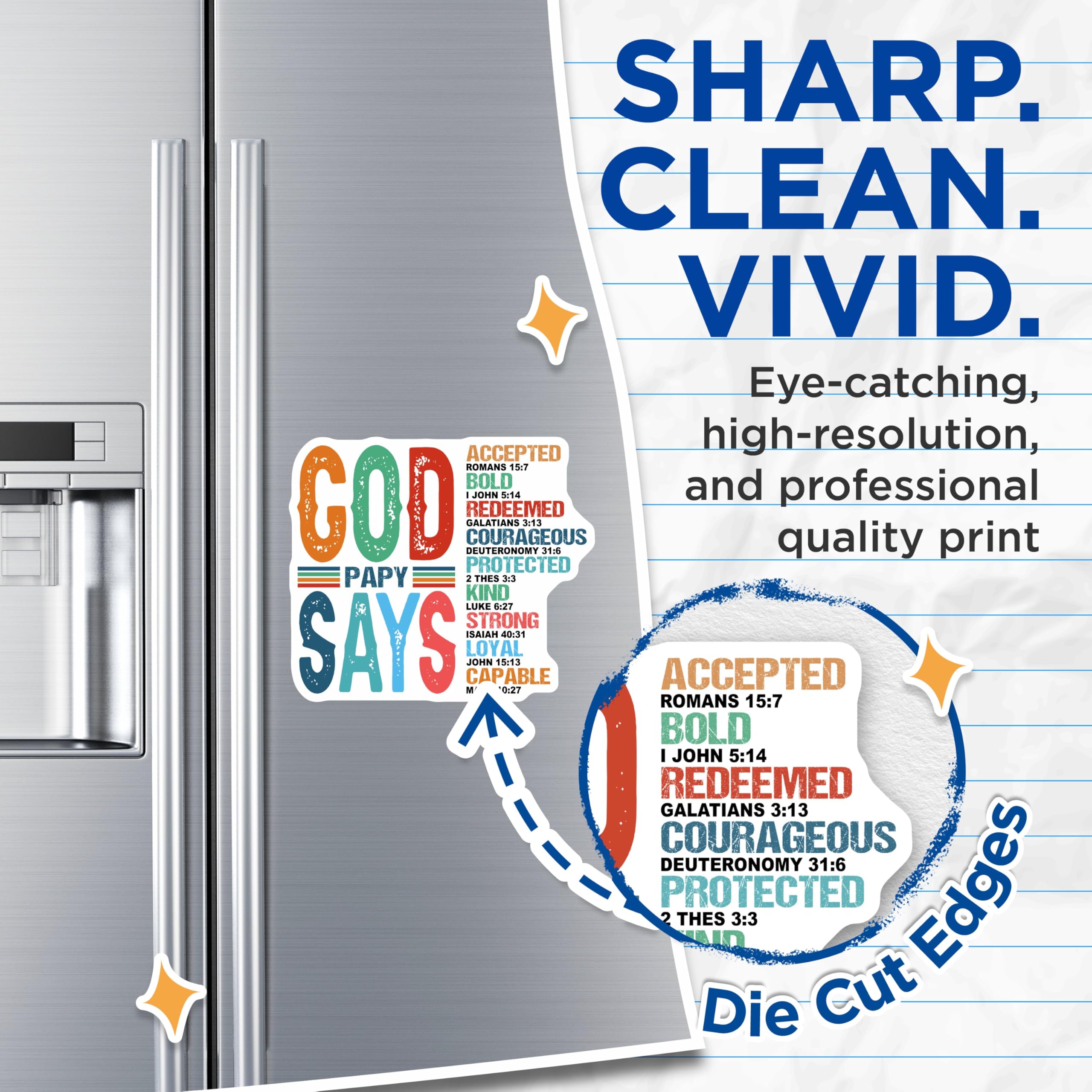(2 Pack) God Says Affirmations Magnets - Christian Bible Verse Decor - Inspirational Scripture Design - 5 Inches On Longest Side - Thick Durable Magnet - Made in USA - MAG27938