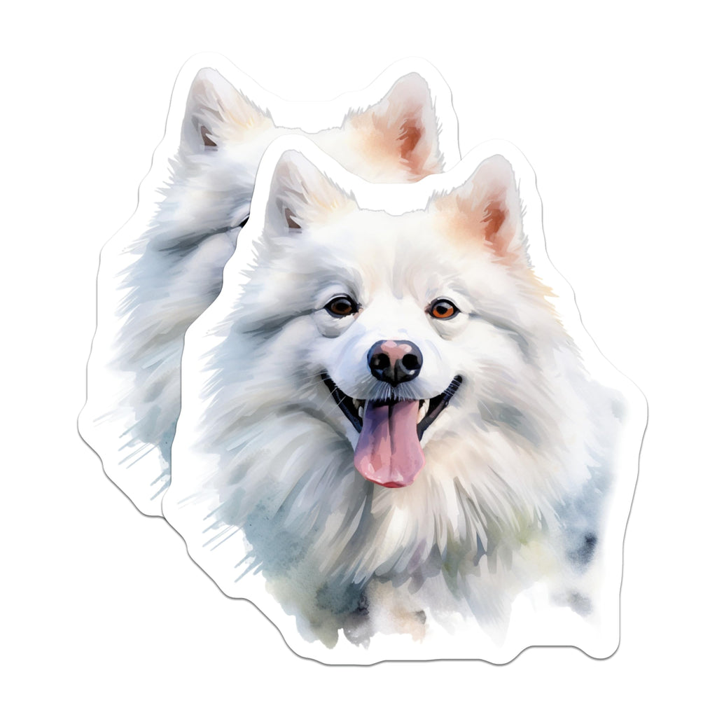 (2 Pack) Samoyed Dog Magnets - Watercolor Pet Art - Happy Fluffy Canine Decor - 5 Inches On Longest Side - Thick Durable Magnet - Made in USA - MAG24253