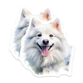 (2 Pack) Samoyed Dog Magnets - Watercolor Pet Art - Happy Fluffy Canine Decor - 5 Inches On Longest Side - Thick Durable Magnet - Made in USA - MAG24253