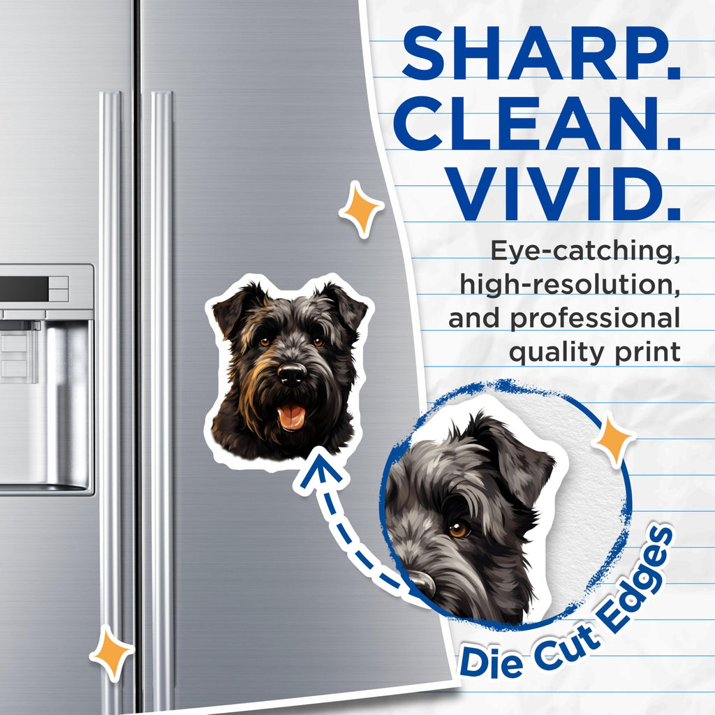 (2 Pack) Black Schnauzer Dog Magnets - Happy Dog Face Fridge Decor - Pet Parent Kitchen Accessories - 5 Inches On Longest Side - Thick Durable Magnet - Made in USA - MAG28827