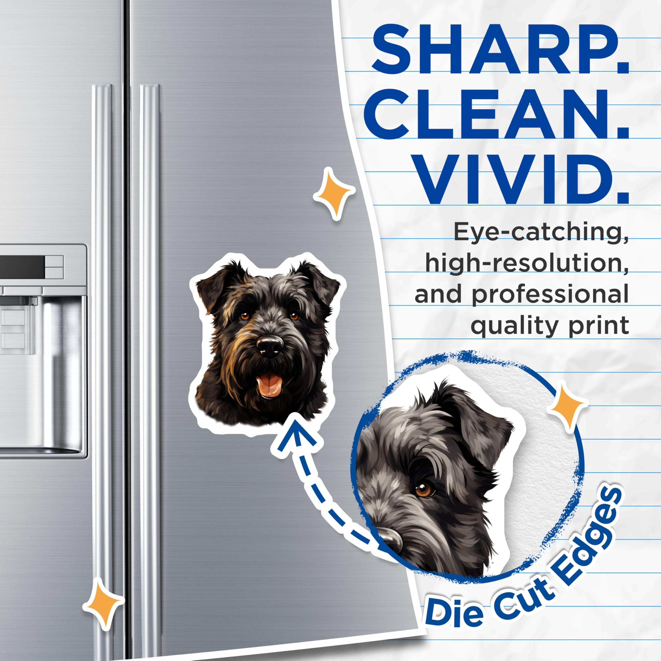 (2 Pack) Black Schnauzer Dog Magnets - Happy Dog Face Fridge Decor - Pet Parent Kitchen Accessories - 5 Inches On Longest Side - Thick Durable Magnet - Made in USA - MAG28827