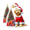 (2 Pack) Goldendoodle Christmas Magnets - Santa Dog Decor - Holiday Pet Refrigerator - 5 Inches On Longest Side - Thick Durable Magnet - Made in USA - MAG27681