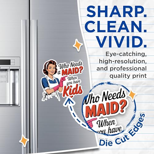(2 Pack) Who Needs A Maid Magnets - Retro Style Magnets - Funny Quote Magnets - Kids Humor Refrigerator Magnets- 5" On Longest Side - for Fridges, Toolboxes, Cars - Made in USA - MAG2552