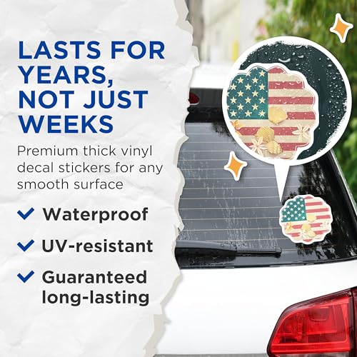 (2 Pack) American Flag Patriotic Stickers - Summer Theme Decals - 5" On Longest Side - Sticks to Smooth Flat Surfaces - Made in USA - BMCS8968 - BMCS8968