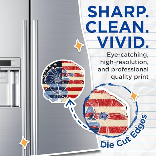 (2 Pack) Patriotic Flower Magnets Magnets - American Flag Decor - 5" On Longest Side - Made in USA - Sticks to Refrigerators & Metal Surfaces - MAG8978