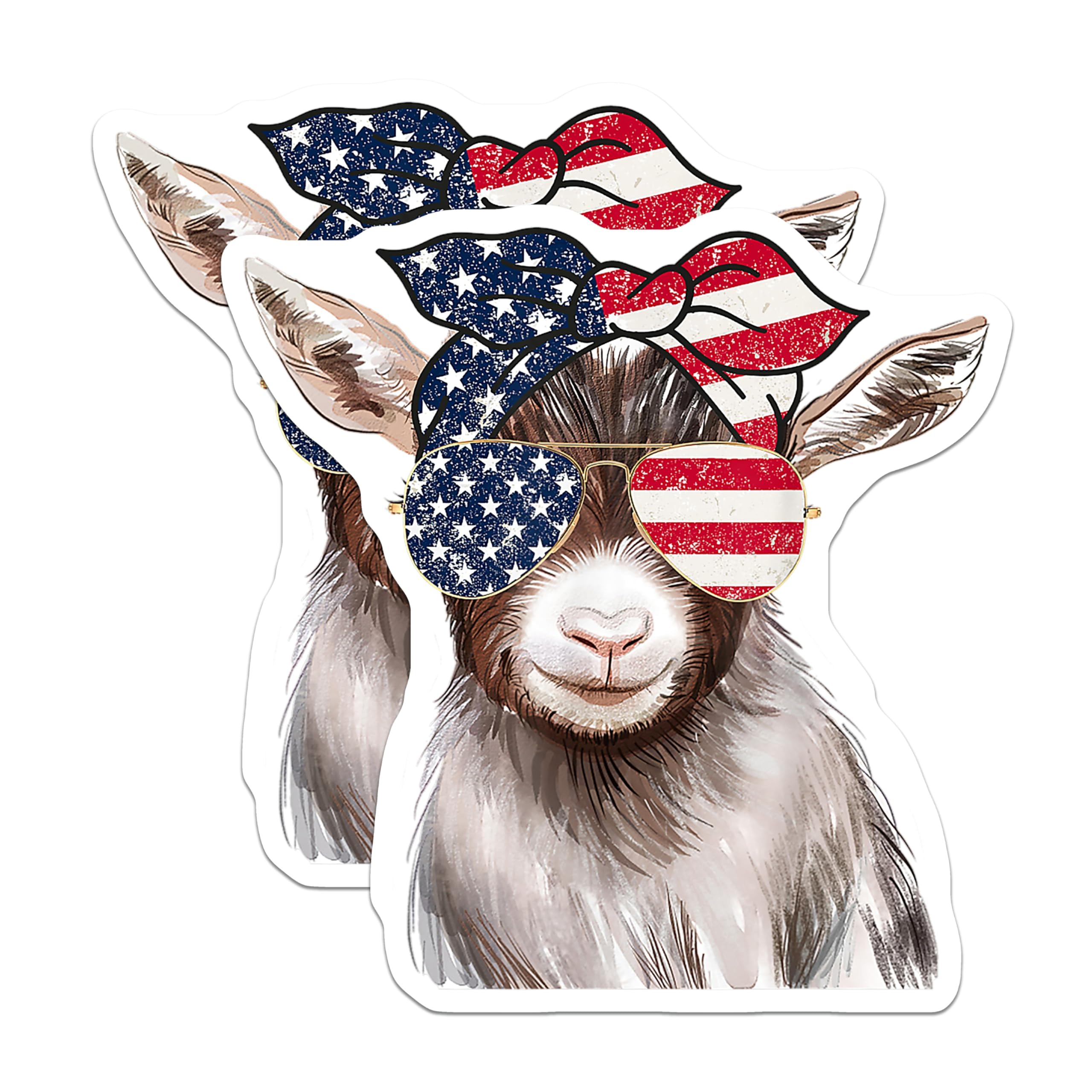 (2 Pack) Patriotic Goat Magnets - American Flag Decor - 4th of July Fridge Art - 5 Inches On Longest Side - Thick Durable Magnet - Made in USA - MAG26971