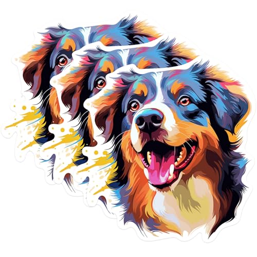 (3 Pack) Bernese Mountain Dog Decals - Colorful Dog Stickers - Laptop Decals - 3 Inches On Longest Side - Easy Peel & Apply - Made in USA - 3MCS0636
