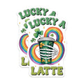 (2 Pack) Lucky A Latte Stickers - Skeleton Hands - Rainbow Clover Design - 5" On Longest Side - Sticks to Smooth Flat Surfaces - Made in USA - BMCS8415
