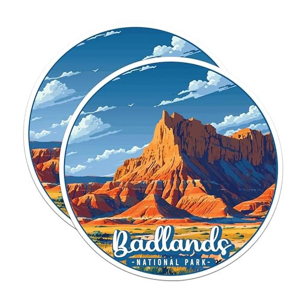 (2 Pack) Badlands National Park Bumper Magnet - US National Park - Choose from 63 Parks - 5" On Longest Side - Decal for Car Bumper, Laptop, Water Bottle, Wall, and Window - MAG1631