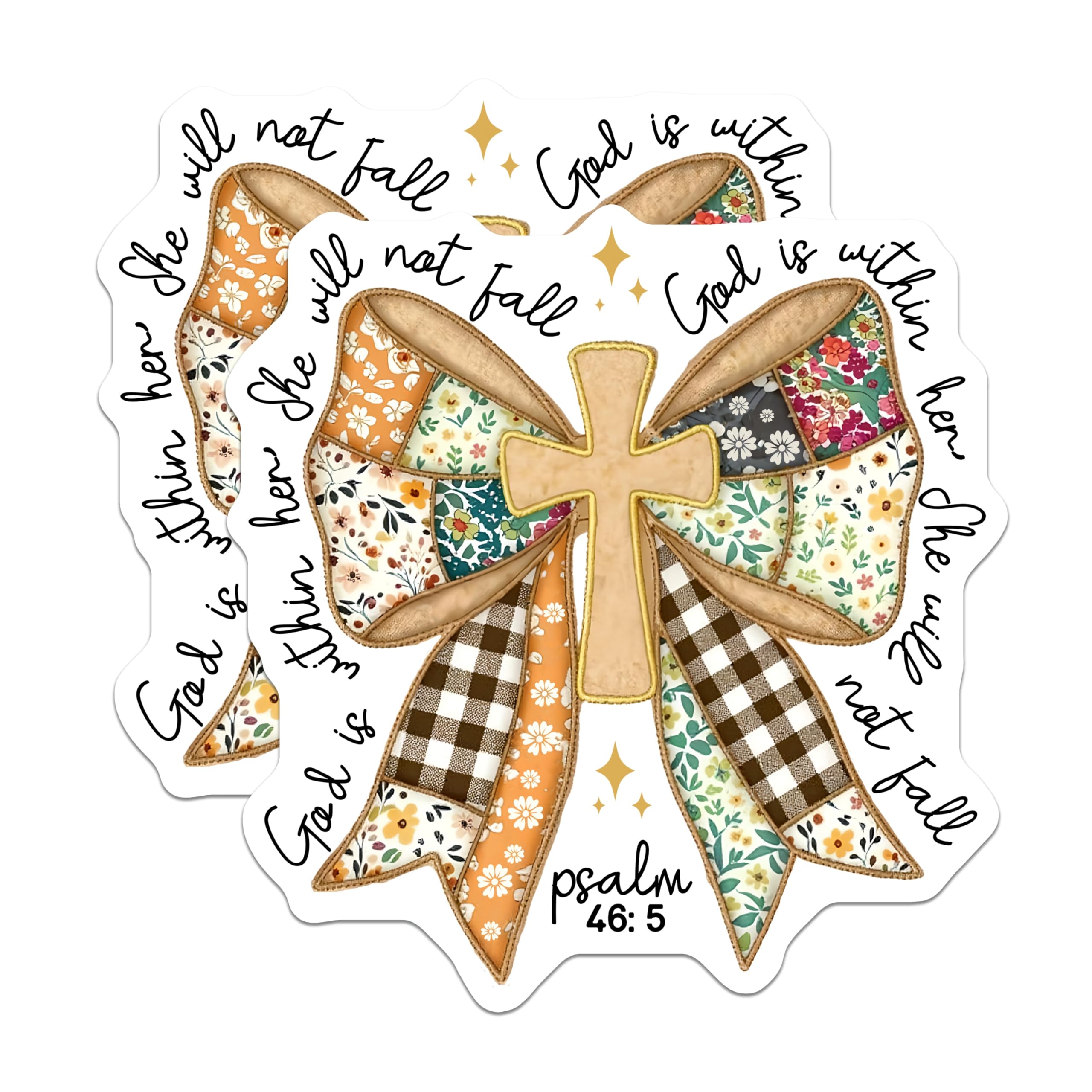 (2 Pack) Scripture Magnets - God is Within Her She Will Not Fall - Psalm 46:5 Christian Cross Bow Decor - 5 Inches On Longest Side - Thick Durable Magnet - Made in USA - MAG23943