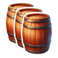 (3 Pack) Wooden Barrel Decals - Rustic Decor Stickers - Laptop Art- 3 Inches On Longest Side - Easy Peel & Apply - Made in USA - 3MCS5420