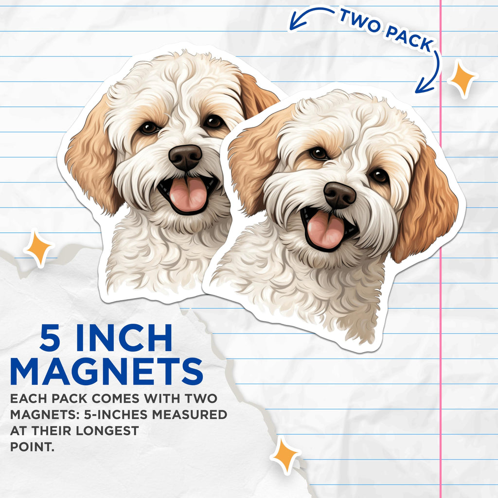 (2 Pack) Cavapoo Dog Magnets - Pet Lover Decor - Dog Mom Dad Fridge Locker Art - 5 Inches On Longest Side - Thick Durable Magnet - Made in USA - MAG30900