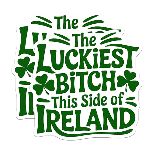 (2 Pack) Lucky Irish Stickers - Funny Ireland Quote Stickers - Humorous Saying Decal for Laptops Water Bottles - 5" On Longest Side - Sticks to Smooth Flat Surfaces - Made in USA - BMCS3920