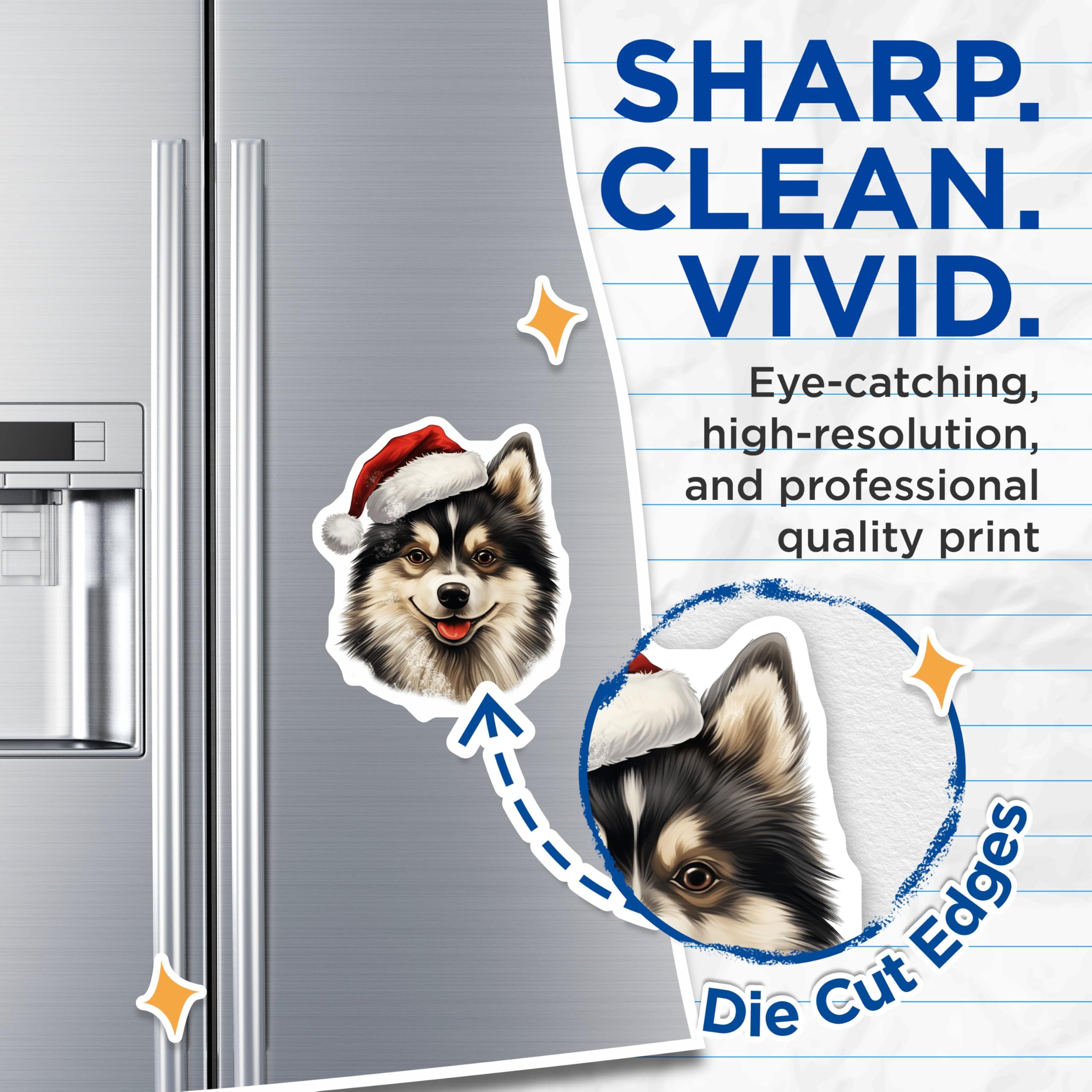 (2 Pack) Christmas Dog Magnets - Santa Hat Puppy Decor - Festive Pet Holiday Refrigerator Magnets Cute Canine Home Decor - 5 Inches On Longest Side - Thick Durable Magnet - Made in USA - MAG26656