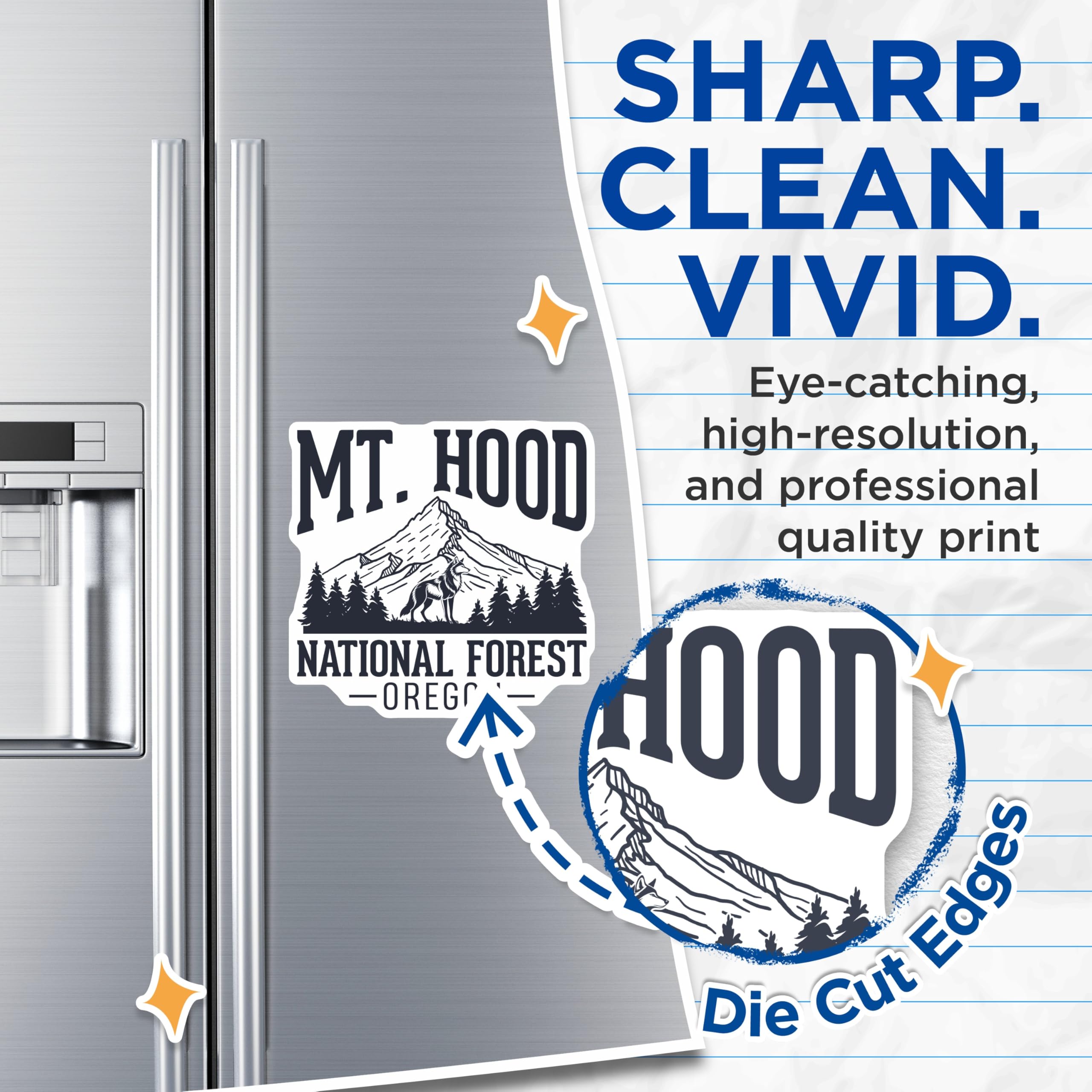 (2 Pack) Mt Hood Magnets - Oregon Souvenir - National Forest Decoration - 5" On Longest Side - Premium Magnet - for Cars, Refrigerators, Toolboxes, Lockers - Made in USA - MAG17143