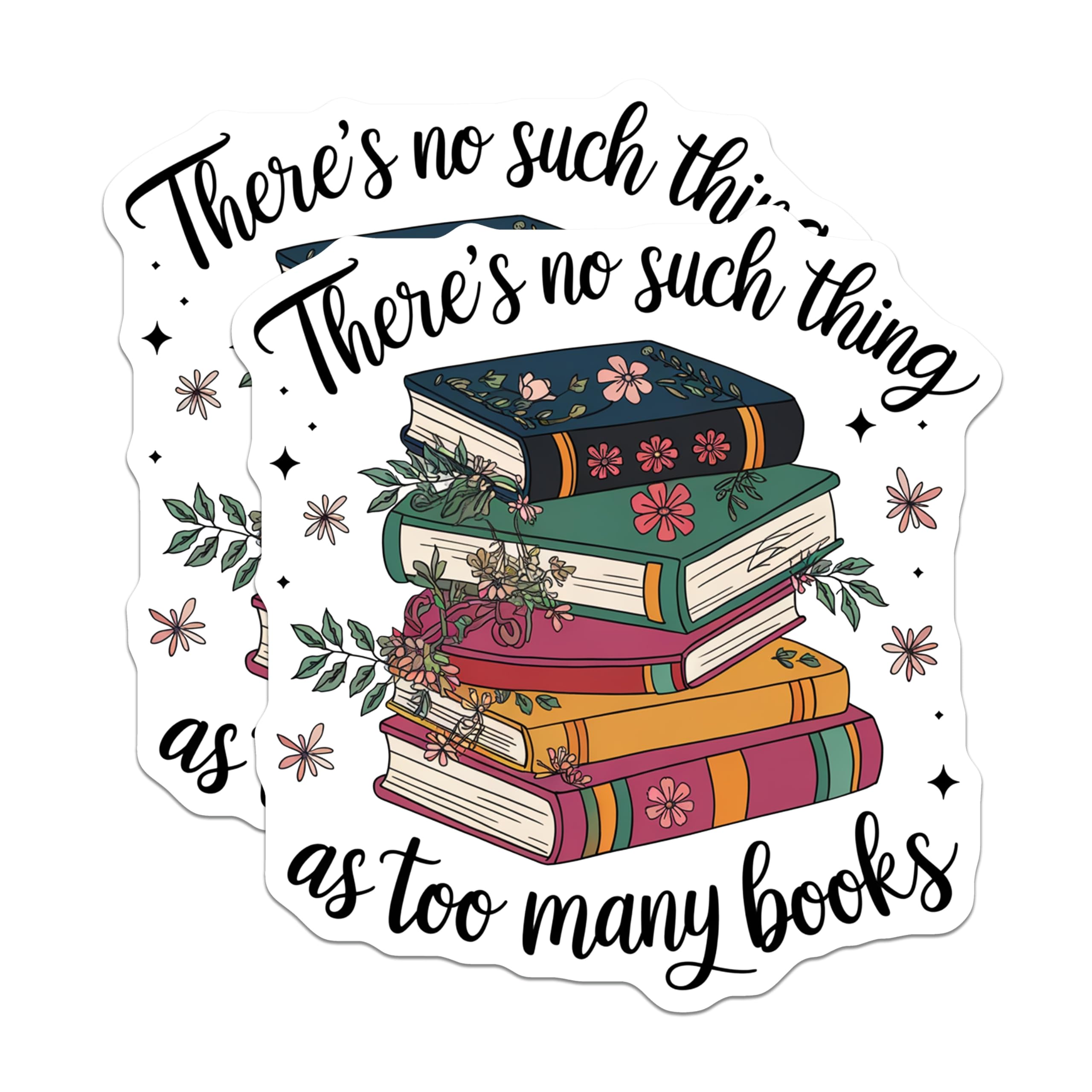 (2 Pack) Book Stack Magnets - Too Many Books Quote - Literary Reader Decor - Bookish Fridge Accessory - 5 Inches On Longest Side - Thick Durable Magnet - Made in USA - MAG19759