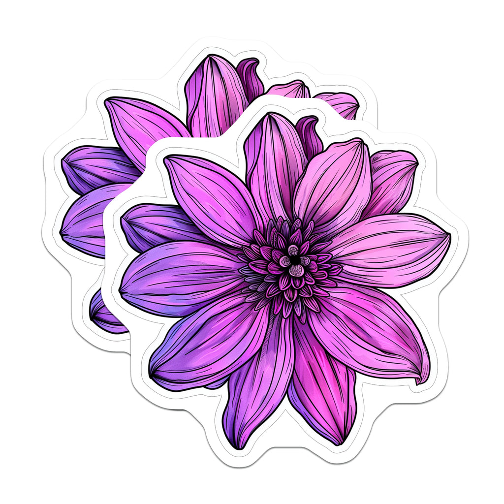 (2 Pack) Purple Dahlia Magnets - Vibrant Floral Fridge Decor - Botanical Art Accent Kitchen Refrigerator - 5 Inches On Longest Side - Thick Durable Magnet - Made in USA - MAG39114