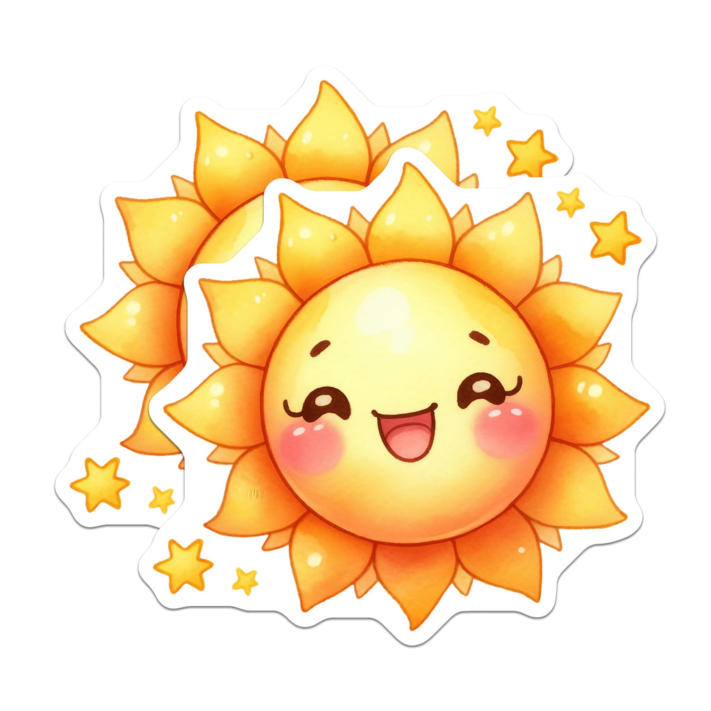 (2 Pack) Kawaii Sun Magnets - Cute Happy Smiling Sun Refrigerator Decor - Positive Vibe Sunny Kitchen Decor - 5 Inches On Longest Side - Thick Durable Magnet - Made in USA - MAG38543